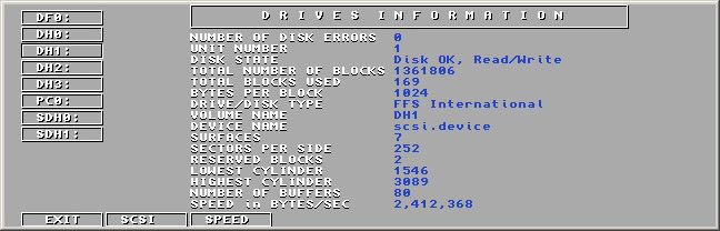 SysInfo Drives Information screen